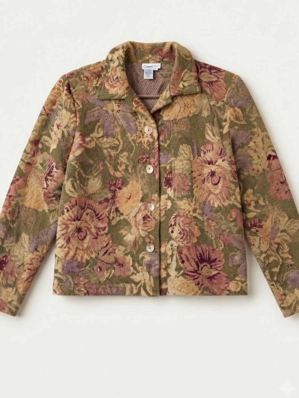Vtg 90s Boho Coldwater Creek Floral Tapestry Jacket S USA Gritty Granola Cottage